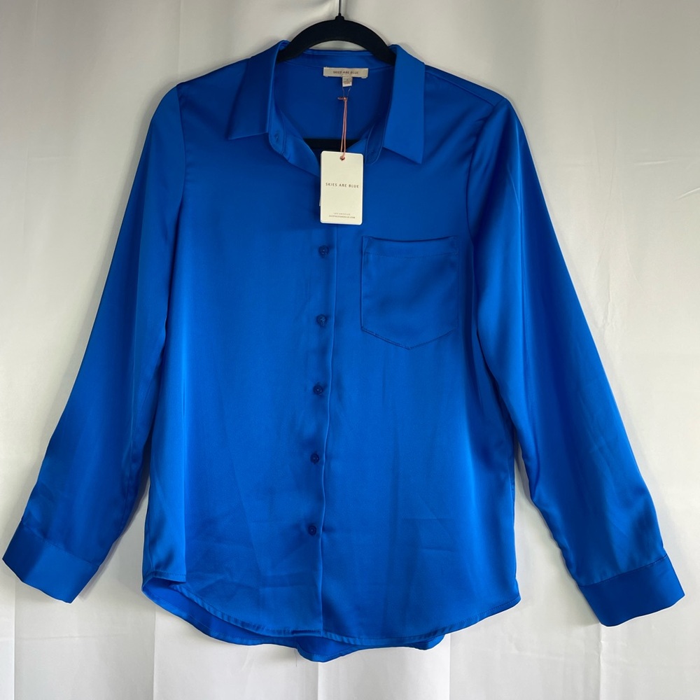Skies Are Blue Royal Blue Blouse - Picture 3 of 7